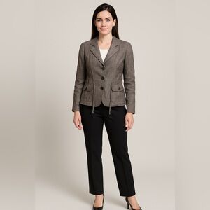 JM Collection Taupe Linen Blazer 12